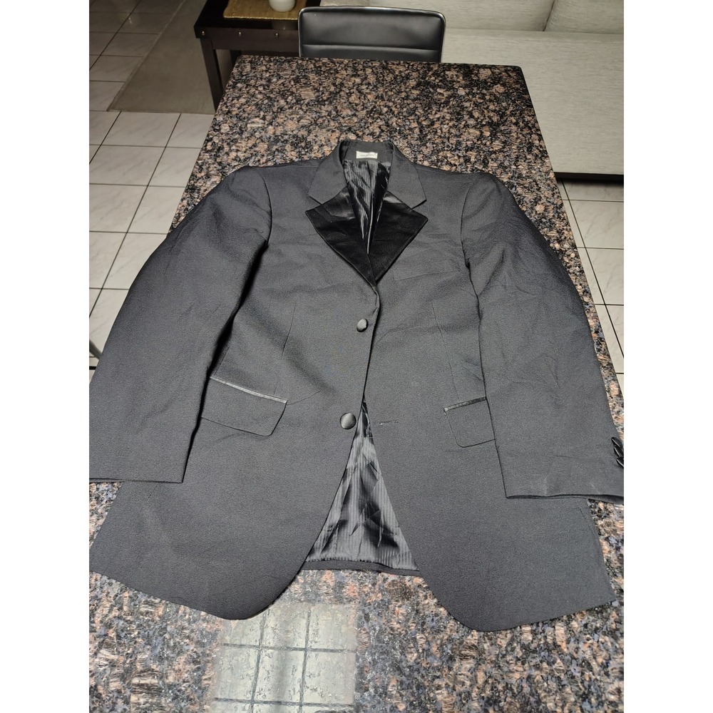 EJ Samuel Mens Black Two Button Peak Lapel Tuxedo Jacket Blazer 36S Formal Event